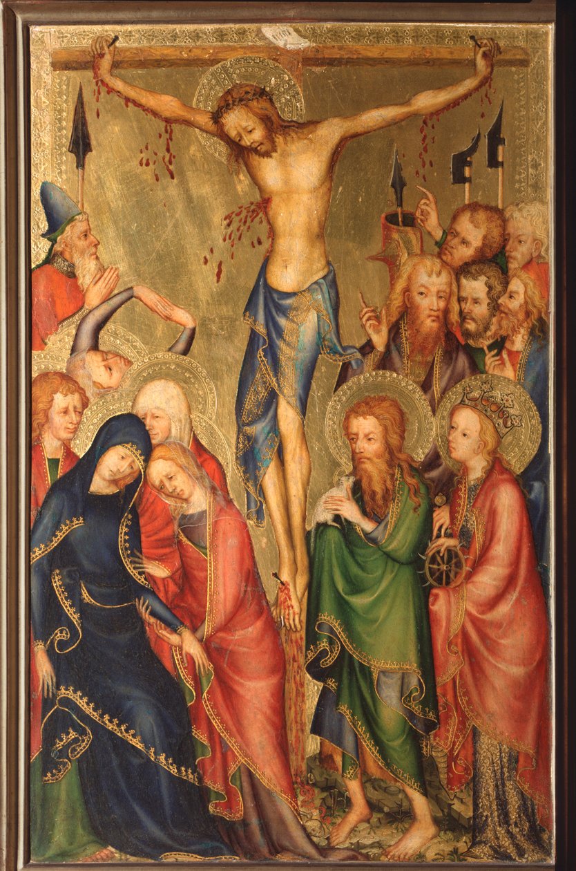 Altarolo del Bargello: korsfæstelse - (diptykon af Bargello, korsfæstelse) Anonymt maleri af den franske skole i det 14. århundrede (fransk skole, XIV århundrede) Firenze, Museo Nazionale del Bargello af French School