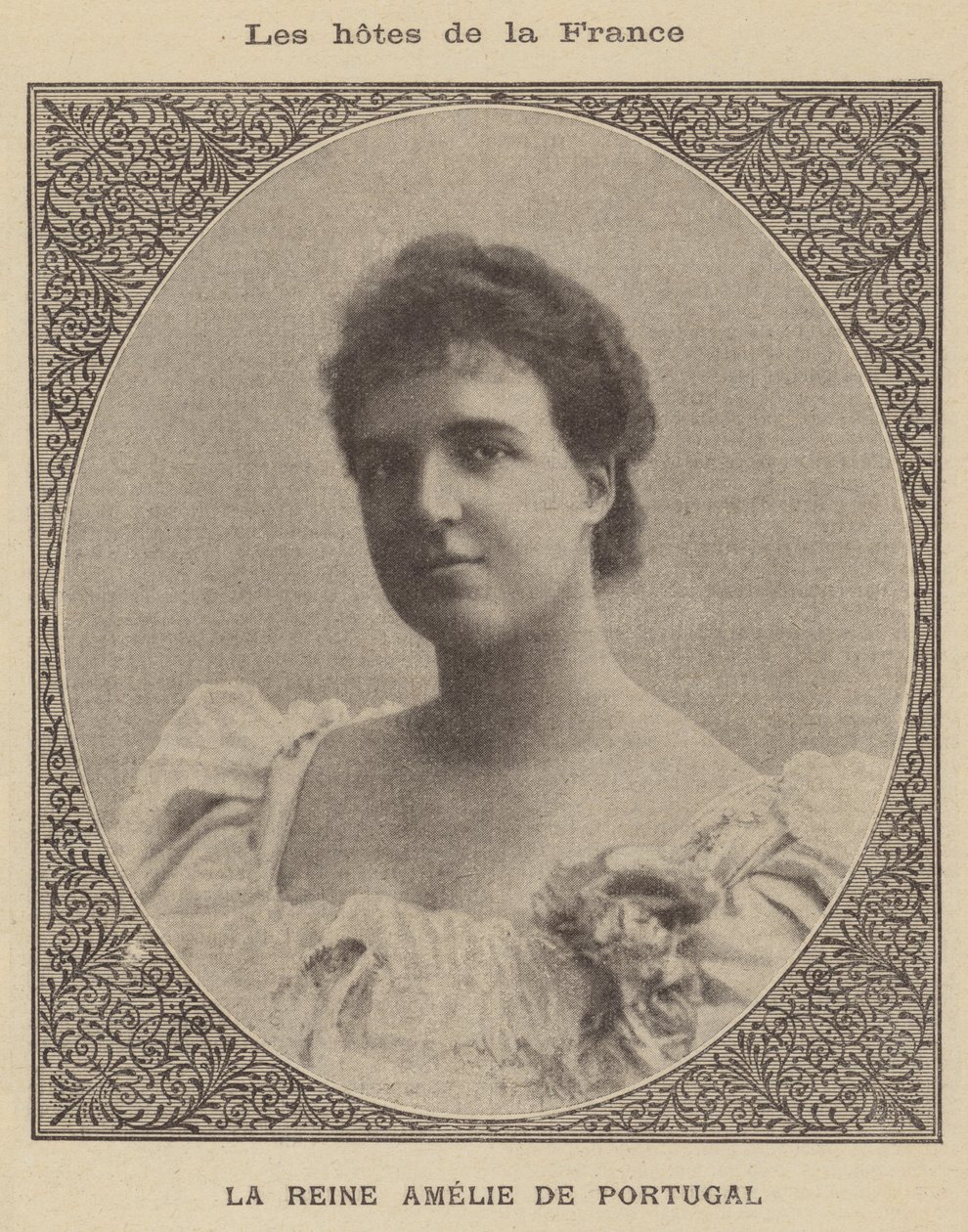 Amelie af Orleans, dronninggemalinde til kong Carlos I af Portugal (litografi) af French School