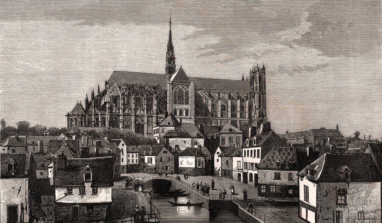 Amiens - Nord-Pas-de-Calais-Picardie - indgravering i "La France illustrée: geografi, historie, statistisk administration" af V.A. Malt-Brown. 1884 af French School