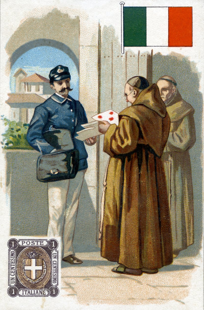 Et italiensk postbud, der leverer post, slutningen af det 19. århundrede af French School