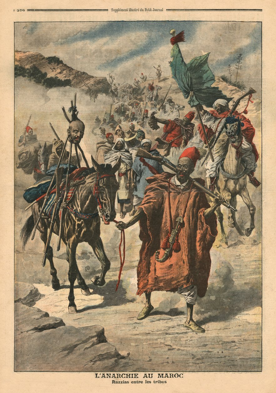 Anarki i Marokko, plyndring mellem stammer, illustration fra 