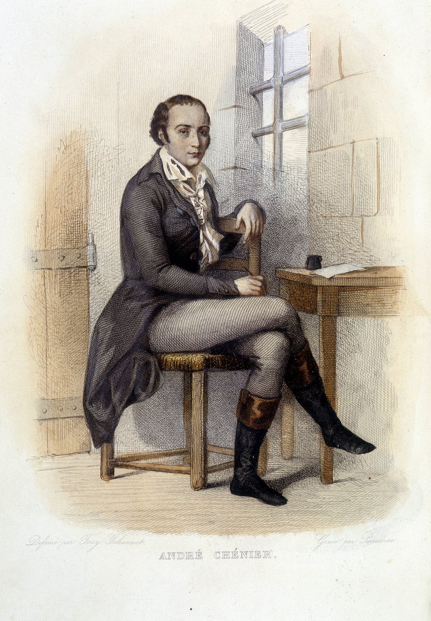 Andre Chenier (1762-1794), fransk digter, ved Concierge - i "Le Plutarque francais", red. Mennechet af French School
