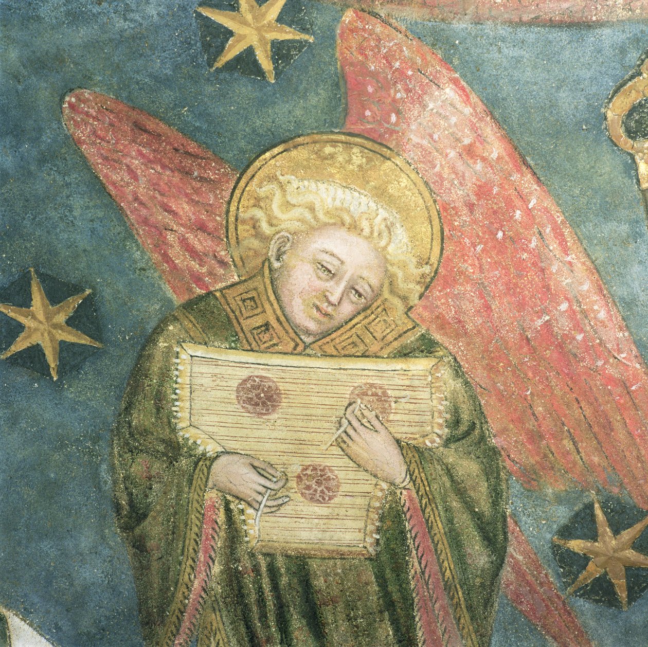 Englemusiker spiller et psalterium, detalje fra kryptens hvælving af French School