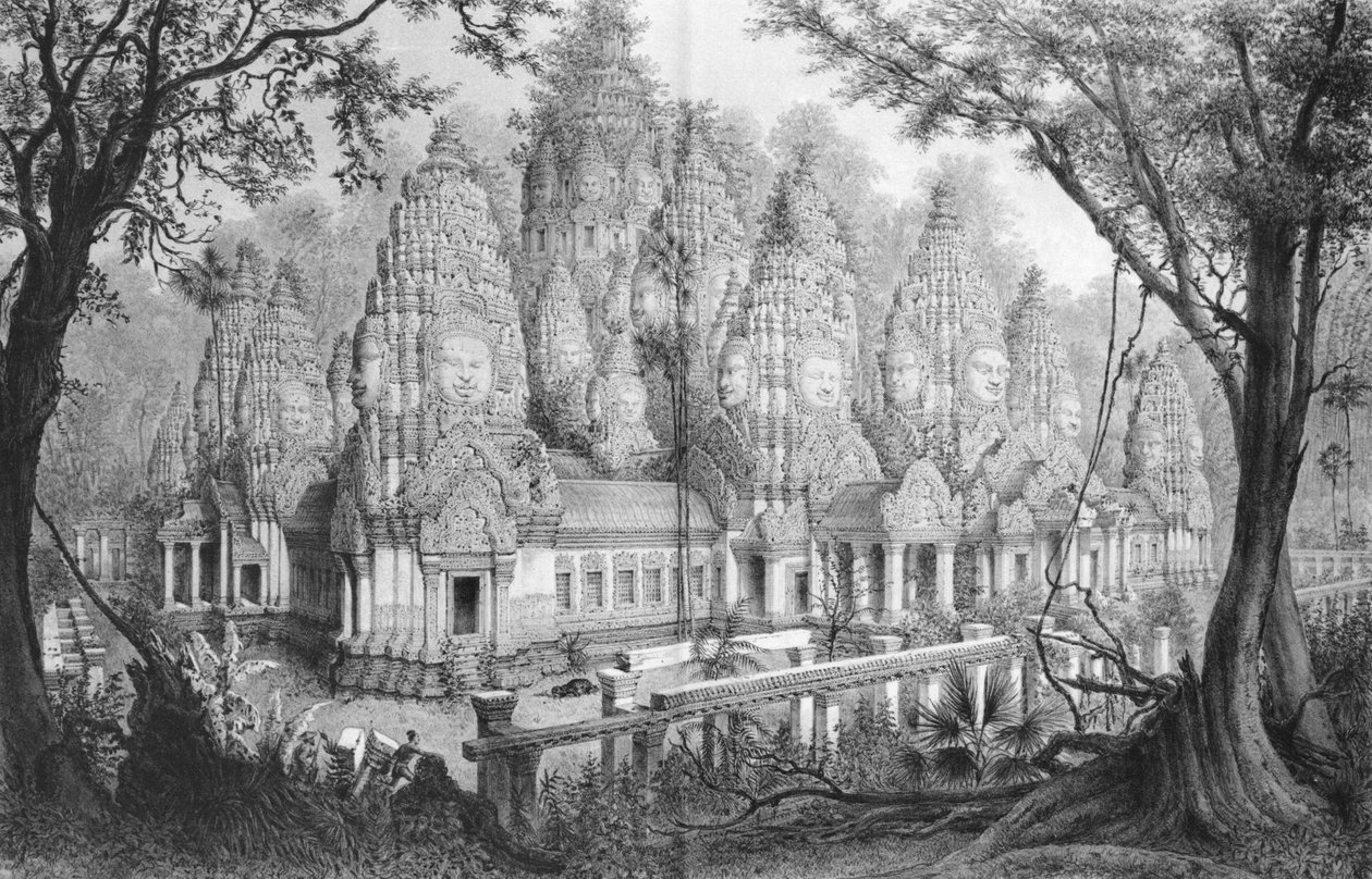 Angkor, Baion Ruins, illustration fra Atlas du voyage d