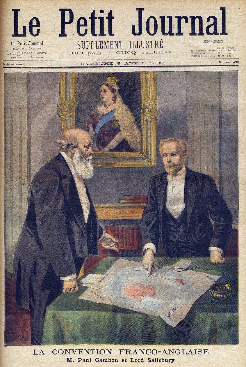 Anglo-fransk konvention underskrevet i London af Paul Cambon (1843-1924) og Lord Salisbury (1830-1904) fra 