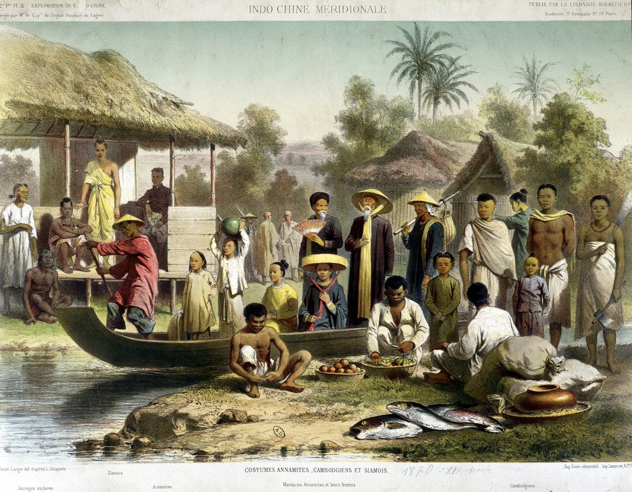 Annamite, cambodjanske og siamesiske kostumer, v.1870 af French School