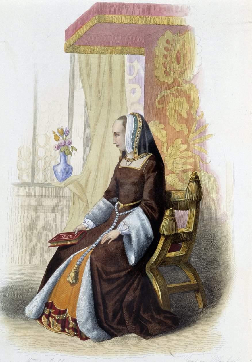 Anne af Bretagne, hertuginde af Bretagne (1477-1514) - i ""Den franske Plutarch"", af Mennechet, Paris af French School