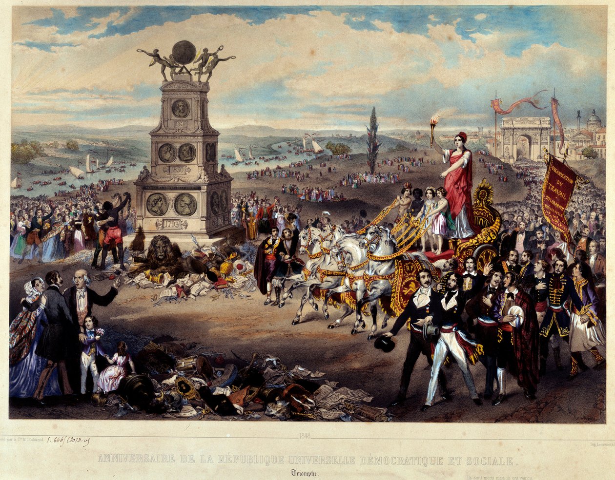 Jubilæet for Den Demokratiske og Sociale Republik: Triomphe de La Republique. Indgraveret fra 1848. Paris, Musee Carnavalet af French School