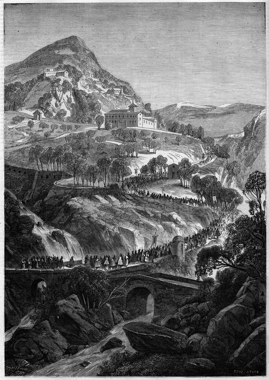 Årlig pelerinage den 21. marts i klosteret St. Benoit på Mount Caro, Italien af French School