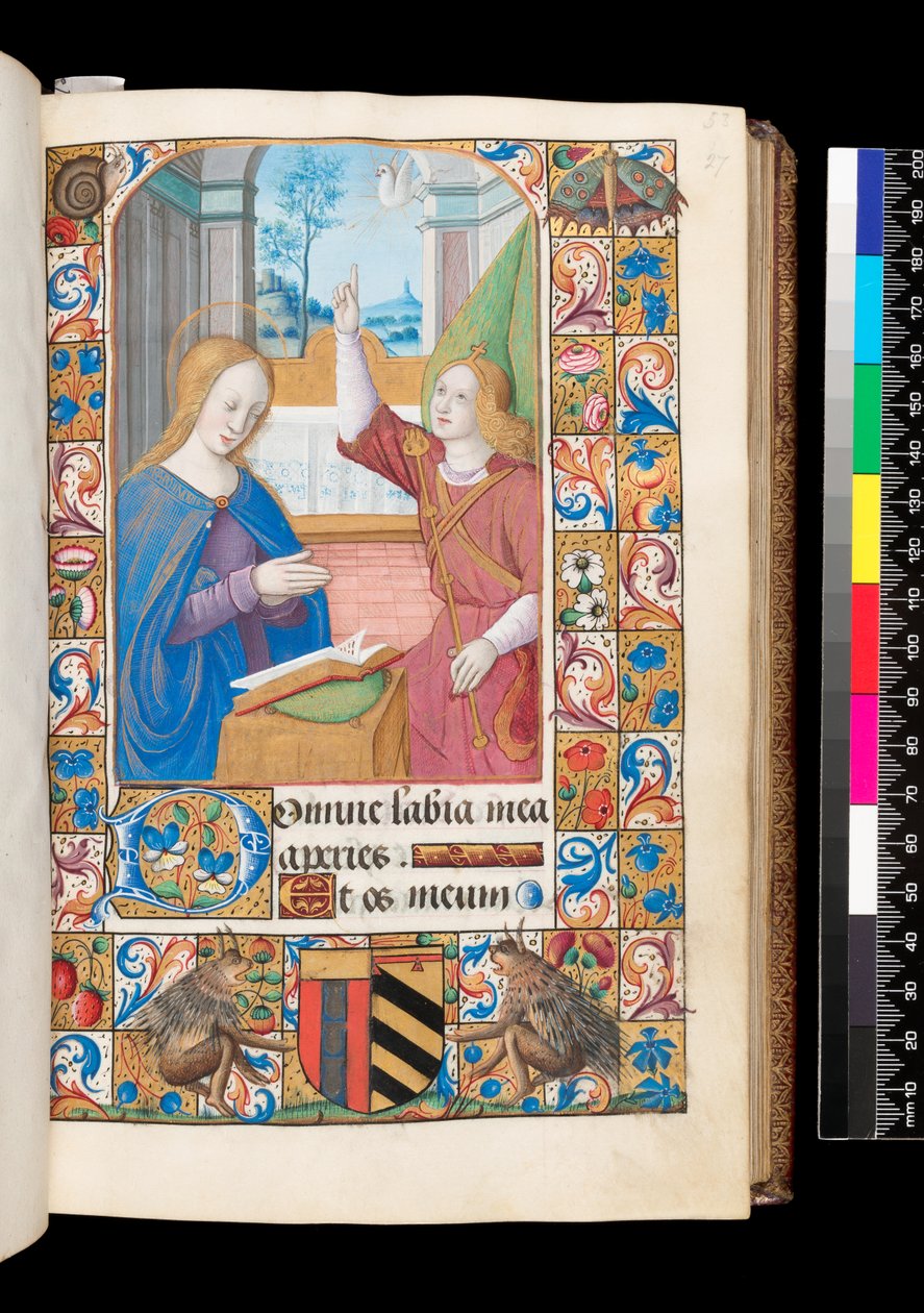 Bebudelse fra Timebogen, MS 92 f.27r, Vestfrankrig af French School