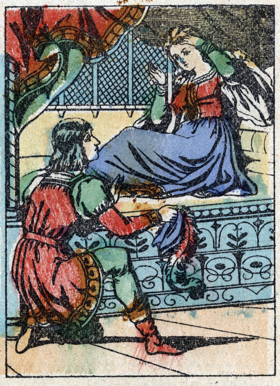 Anonym illustration til "La belle au bois dormant", fortælling af Charles Perrault (1628-1703), fransk forfatter. Træstik af Imaging Pellerin - Epinal, sd. Slutningen af det 19. århundrede. af French School