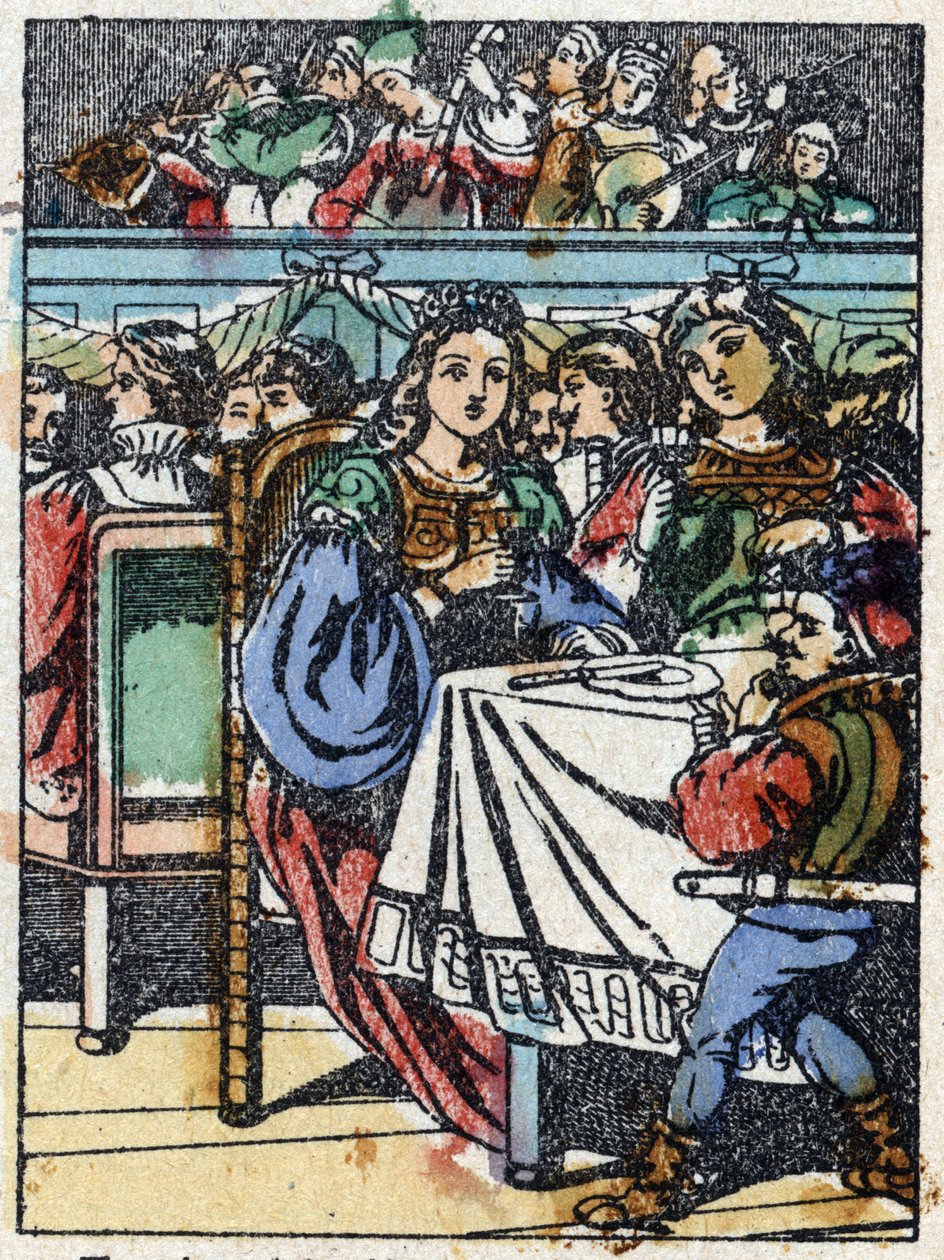 Anonym illustration til "La belle au bois dormant", fortælling af Charles Perrault (1628-1703), fransk forfatter. Træstik af Imaging Pellerin - Epinal, sd. Slutningen af det 19. århundrede. af French School