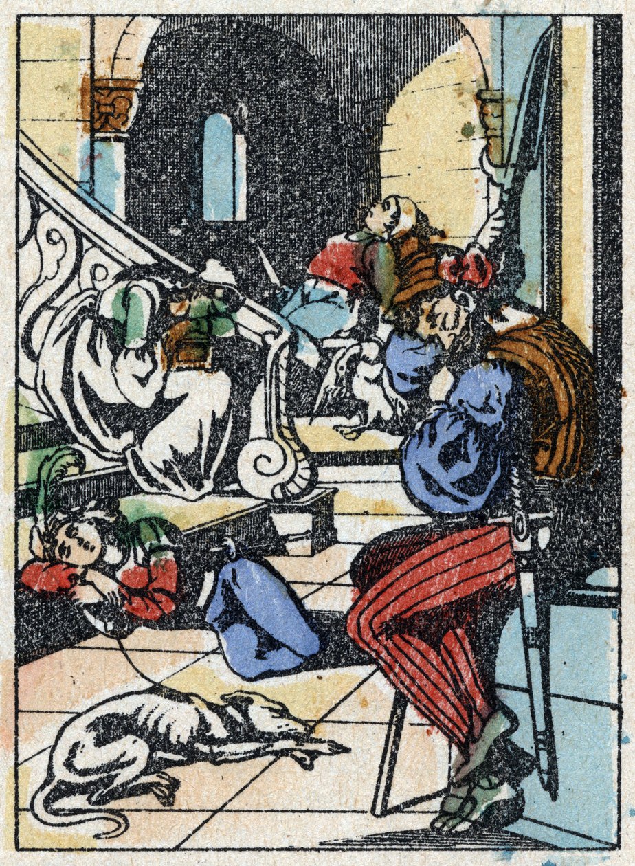 Anonym illustration til "La belle au bois dormant", fortælling af Charles Perrault (1628-1703), fransk forfatter. Træstik af Imaging Pellerin - Epinal, sd. Slutningen af det 19. århundrede. af French School