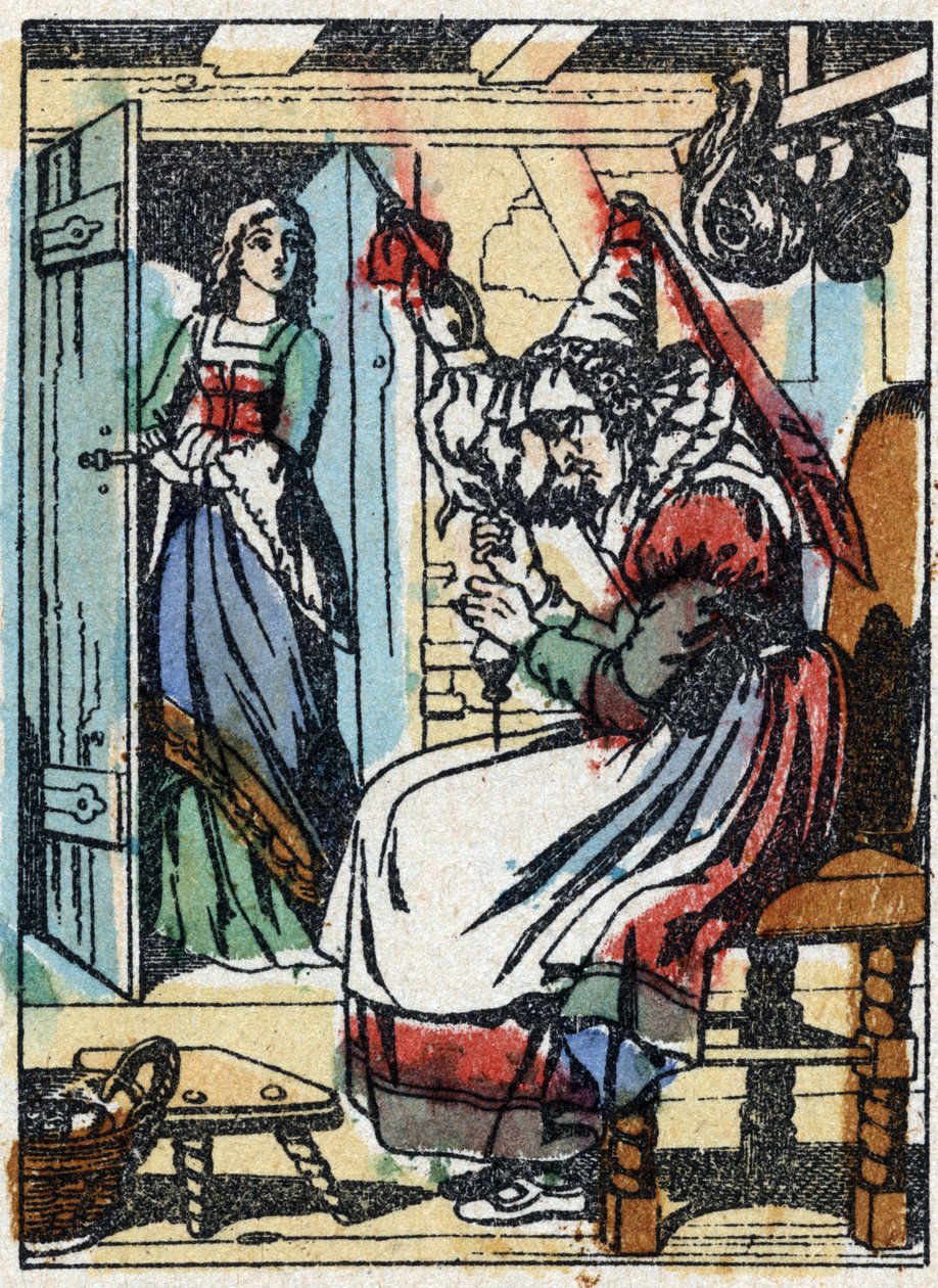 Anonym illustration til "La belle au bois dormant", fortælling af Charles Perrault (1628-1703), fransk forfatter. Træstik af Imaging Pellerin - Epinal, sd. Slutningen af det 19. århundrede. af French School