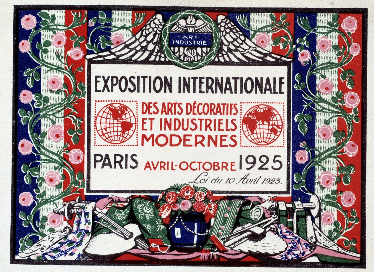 Anonym plakat for den internationale udstilling af moderne dekorativ og industriel kunst af French School