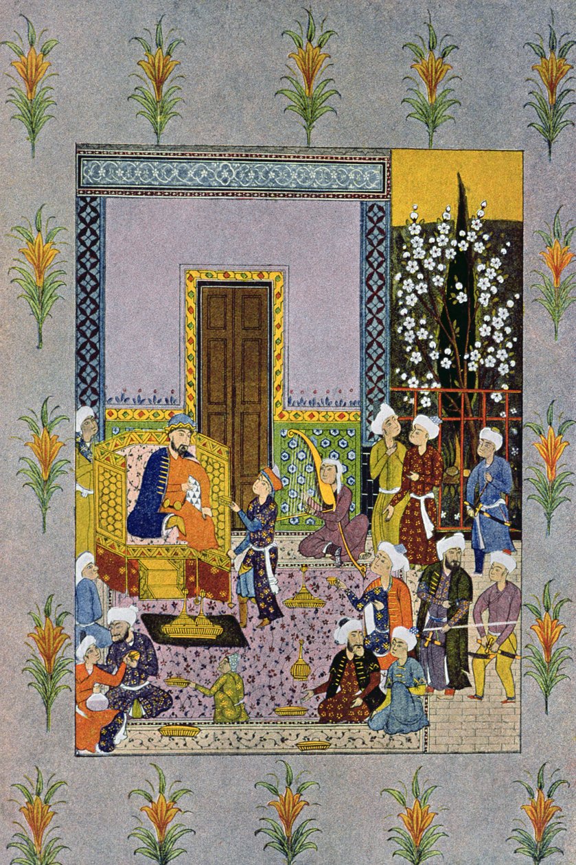 Another Charming Seance, illustration fra The Arabian Nights, 1895 (farvegravering) af French School