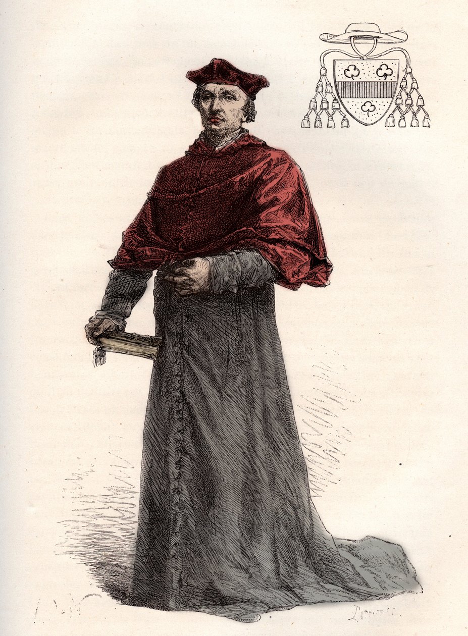 Antoine Duprat, kardinal legate francais (1463-1535) - Kardinal Antoine Duprat (1463-1535) - gravering fra "" Frankrigs historie fortalt til mine børnebørn"" - af Francois Guizot - 1872-1876 af French School