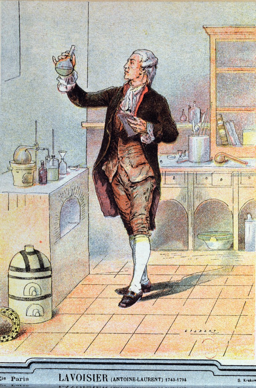 Antoine Laurent de Lavoisier (1743-94) illustration fra en skolebog, ca. 1900 af French School