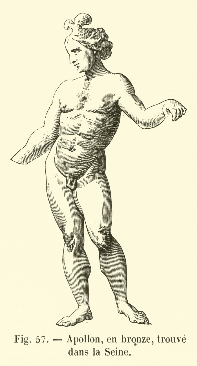 Apollo, i bronze, fundet i Seinen (gravering) af French School