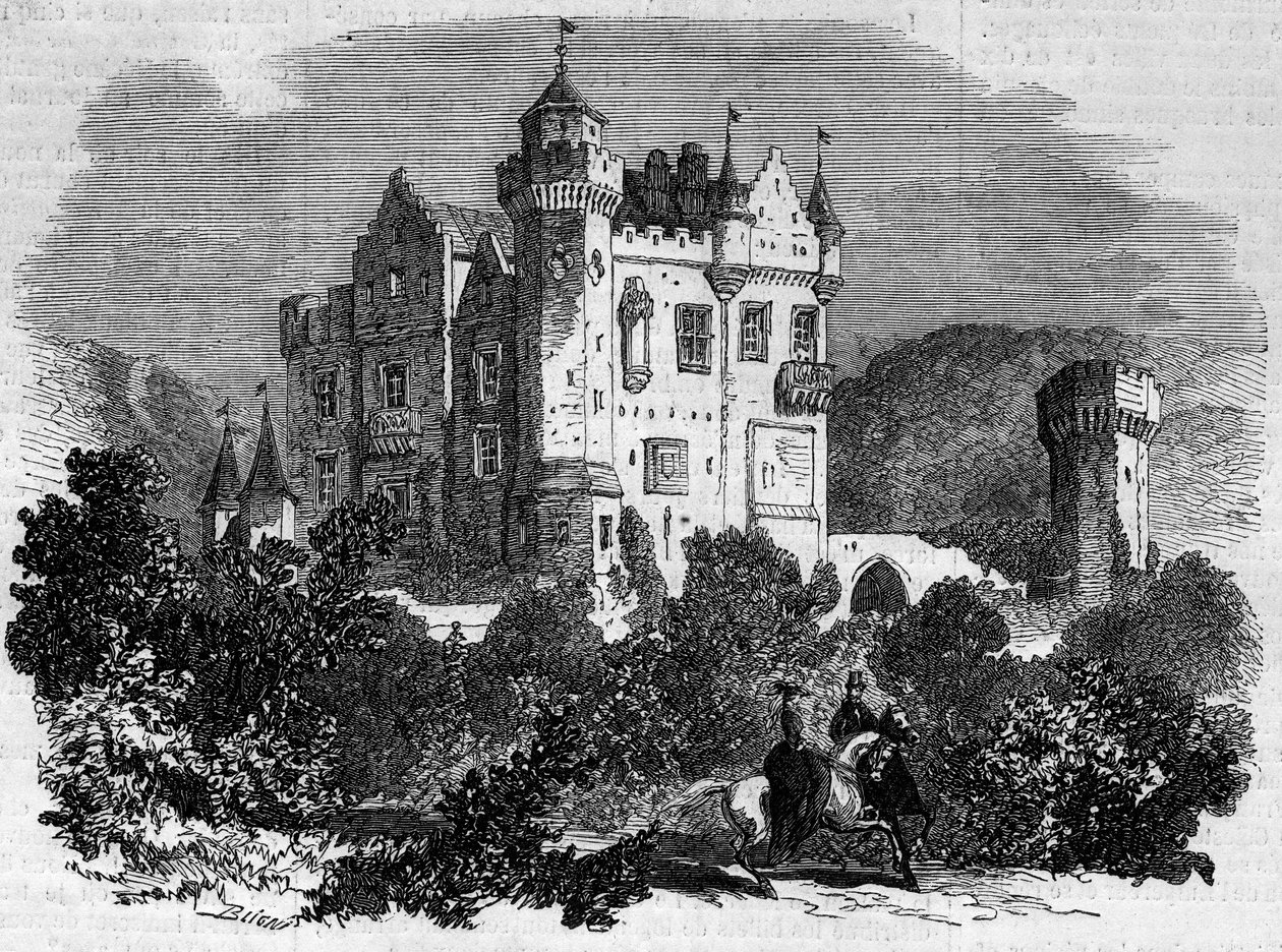 Arkitektur: udvendig udsigt over Abbotsford Castle (1824), hvor forfatteren Walter Scott boede. Skotland af French School