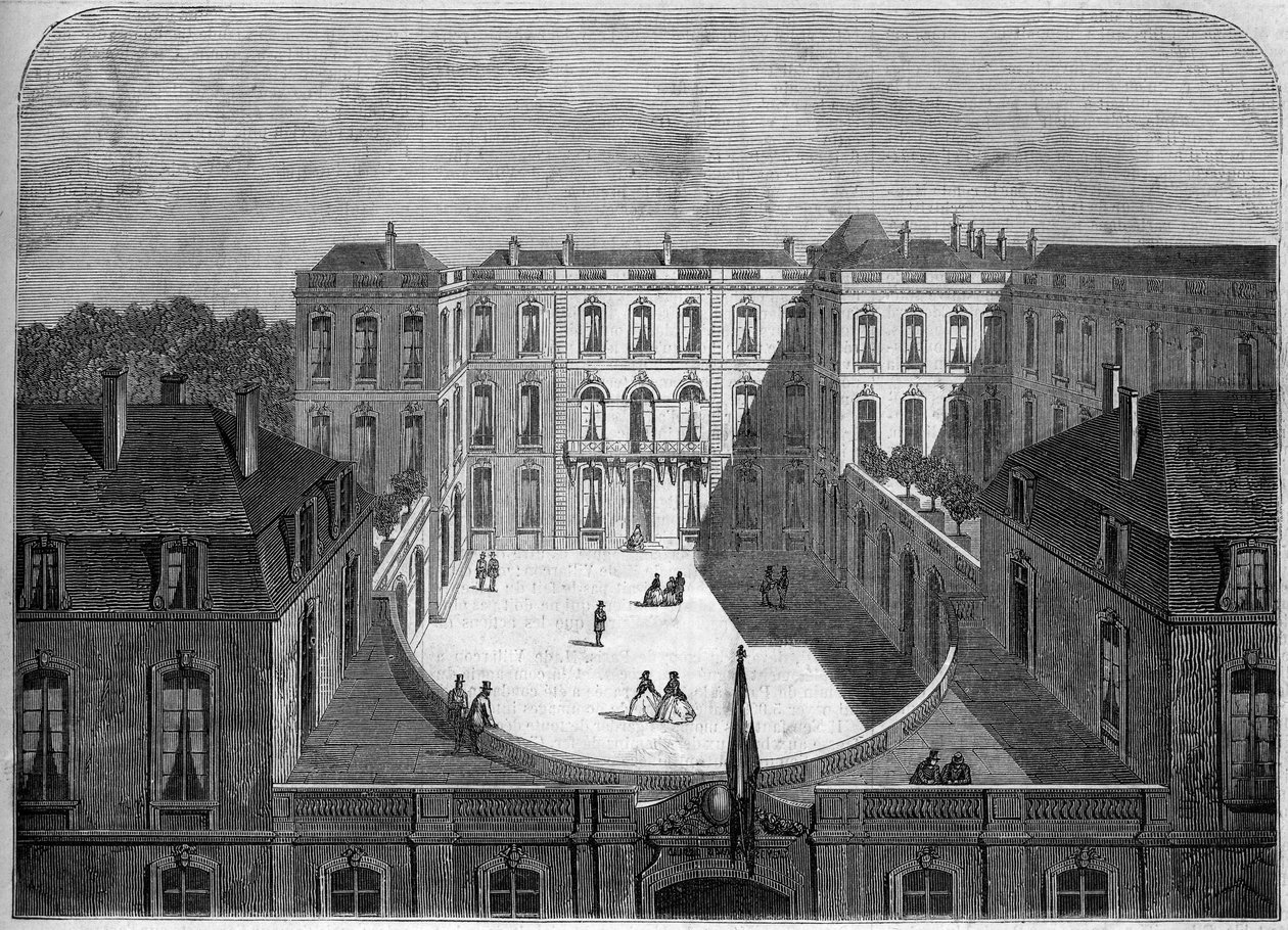 Arkitektur: udsigt over hotellet i Caisse des depots et consignations (18.-19. århundrede), Paris af French School