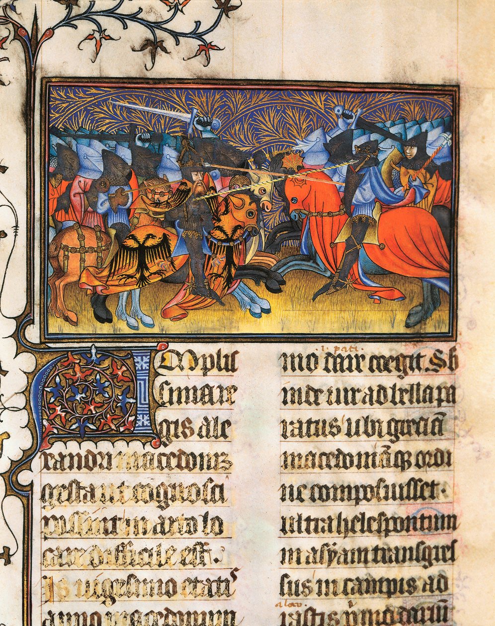 Hærens kæmper. Miniature taget fra manuskriptet af Francesco Petrarch eller Petrarch (1304-1374) italiensk lærd, digter og humanist, De Viris Illustribus,, 23rv. Valencias universitetsbibliotek. af French School