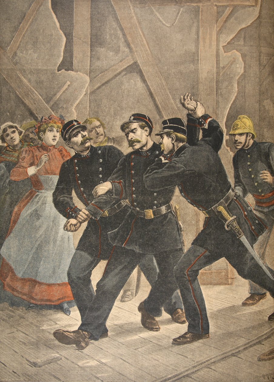 Anholdelse af en bysergent, illustration fra Le Petit Journal: Supplement illustre, 1898 af French School
