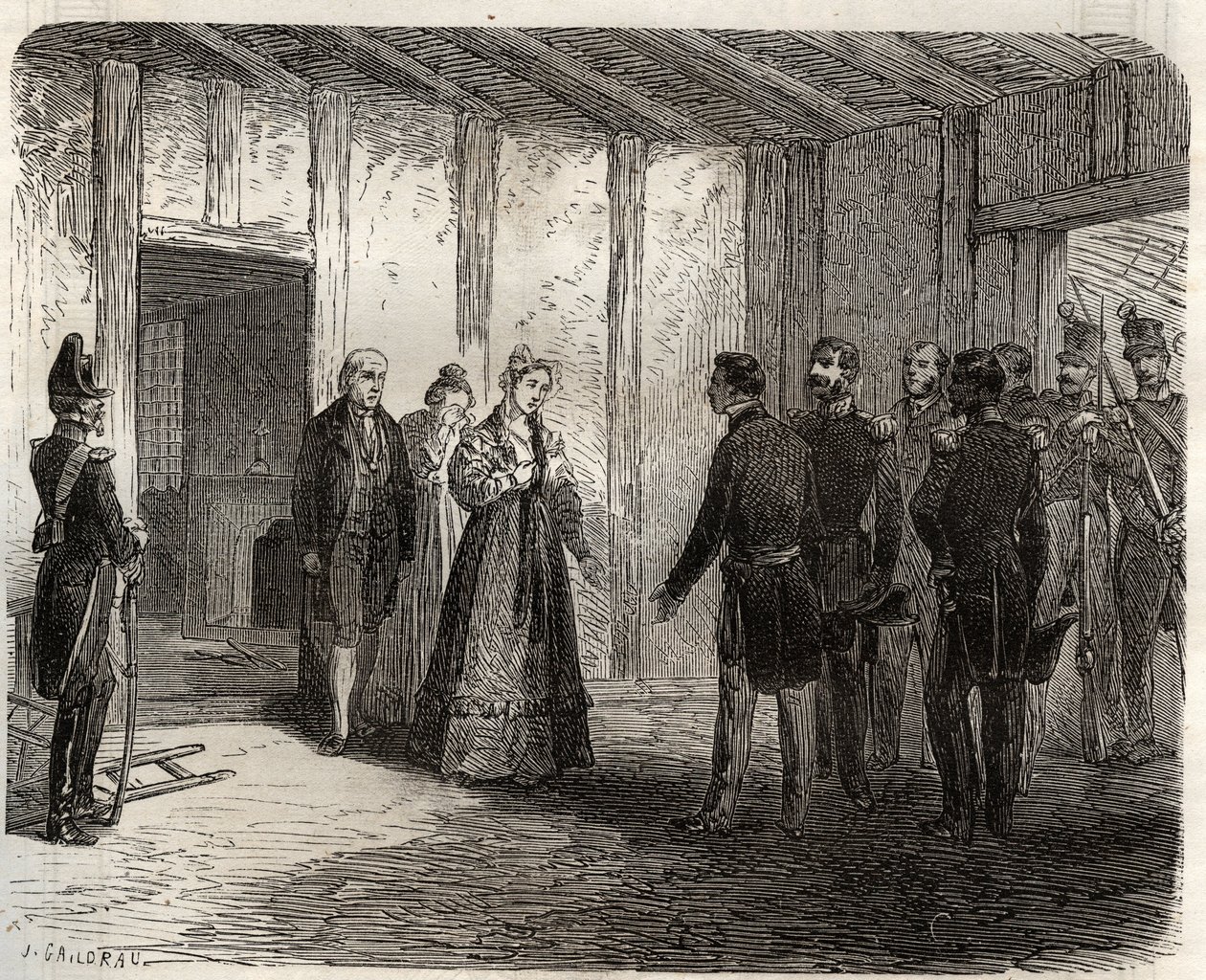 Arrestation af hertuginde af Berry (1798-1870 Marie-Caroline de Bourbon-Sicilien) i Nantes den 7. november af French School