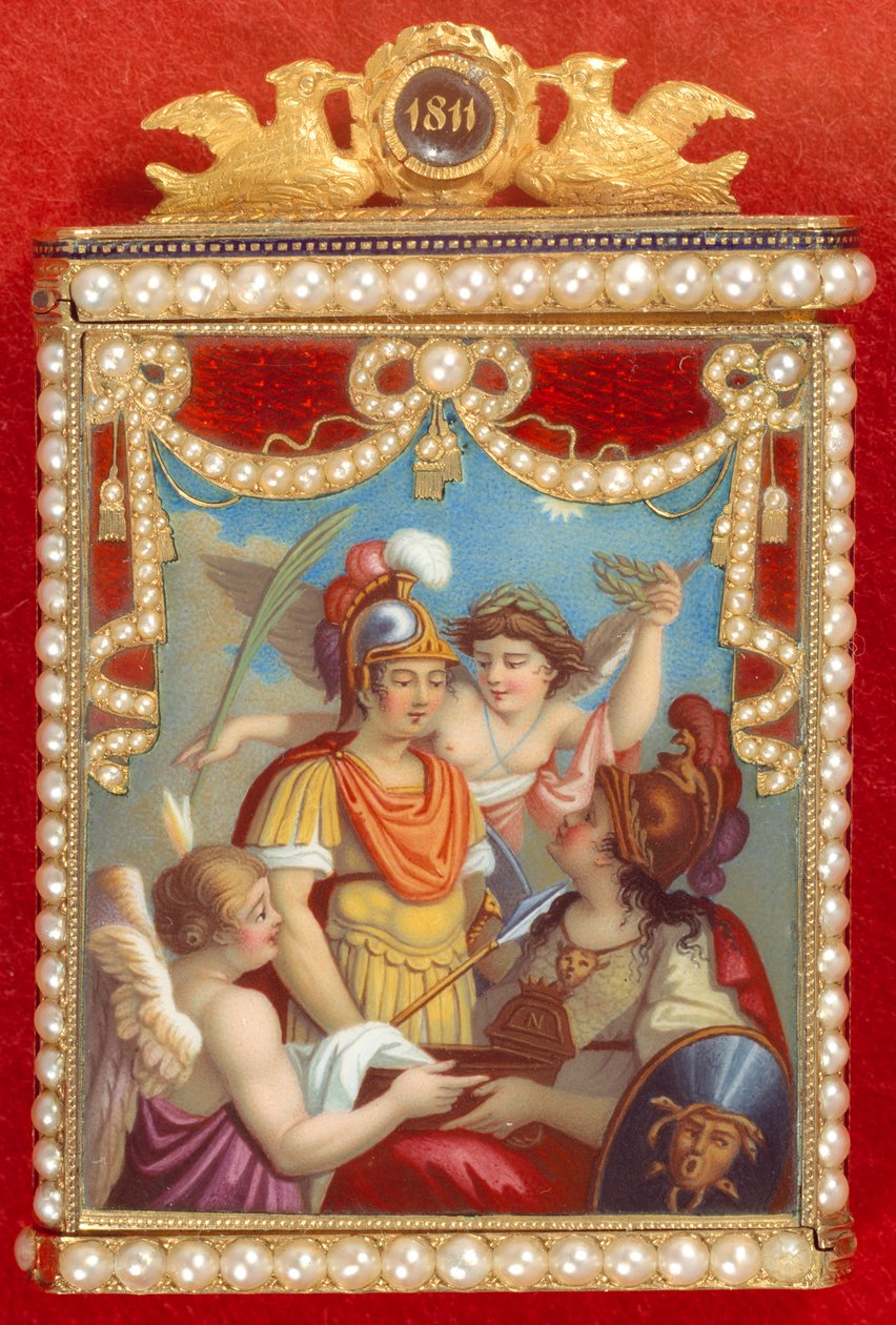 Art France: notesbog i hans tilfælde med allegori ved fødslen af kongen af Rom (Napoleon II, søn af kejser Napoleon I (1769-1821) af French School
