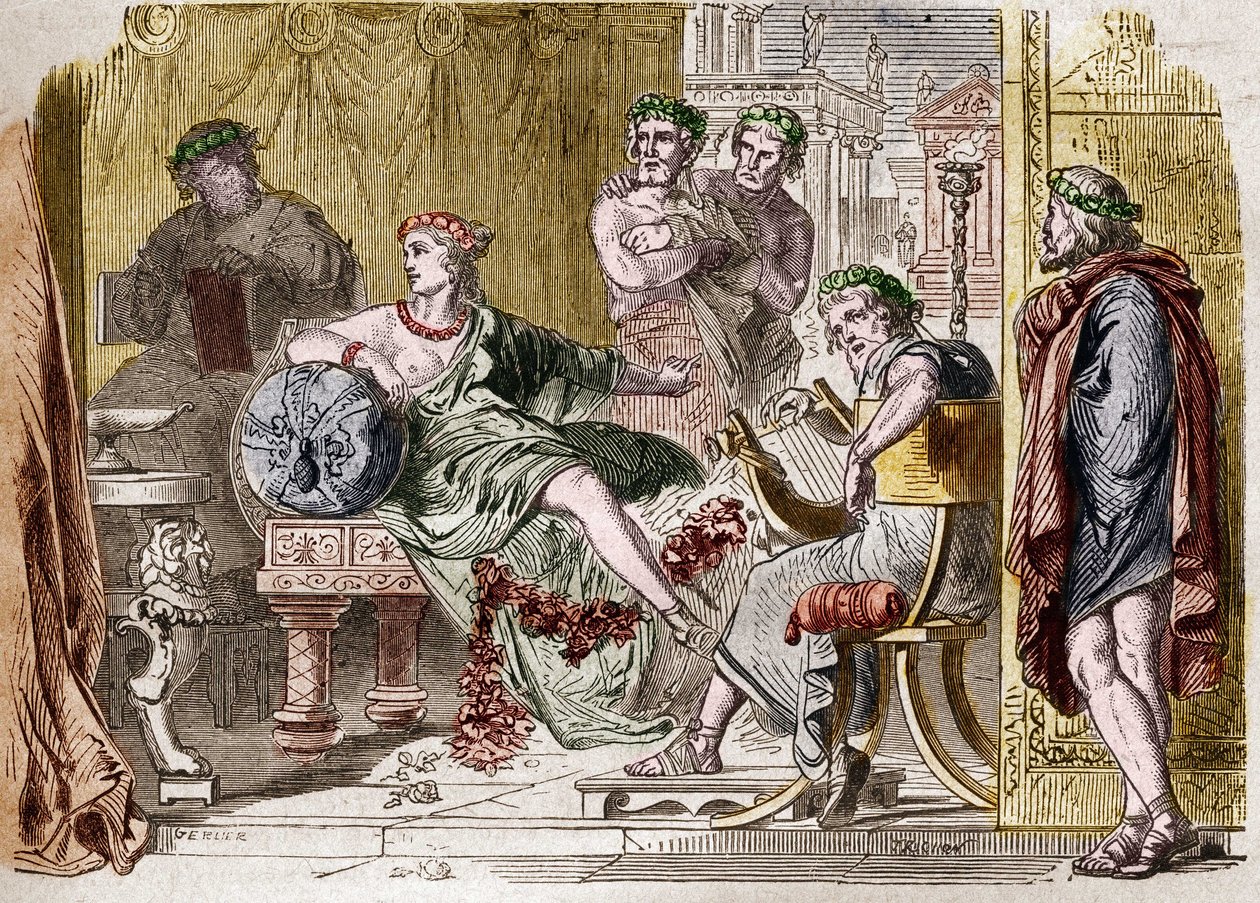 Aspasia af Miletus den græske kurtisane fra det 5. århundrede f.Kr. Indgravering af French School