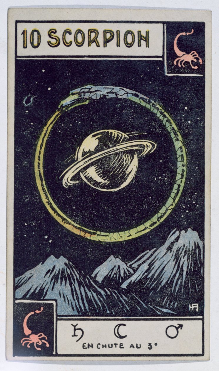 Astrologisk tarotkort, der forestiller Skorpionen af French School