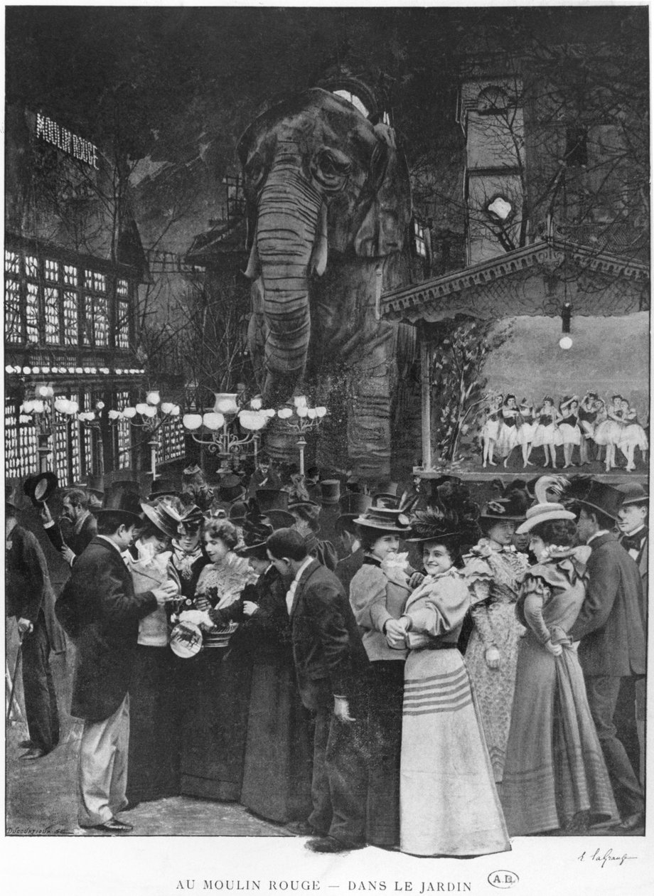 Ved Moulin Rouge, Paris, begyndelsen af det 20. århundrede af French School