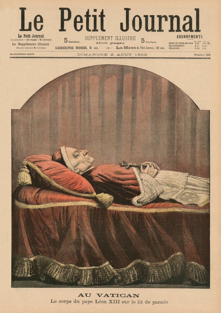 I Vatikanet, pave Leo XIII liggende i stat, forsideillustration fra 