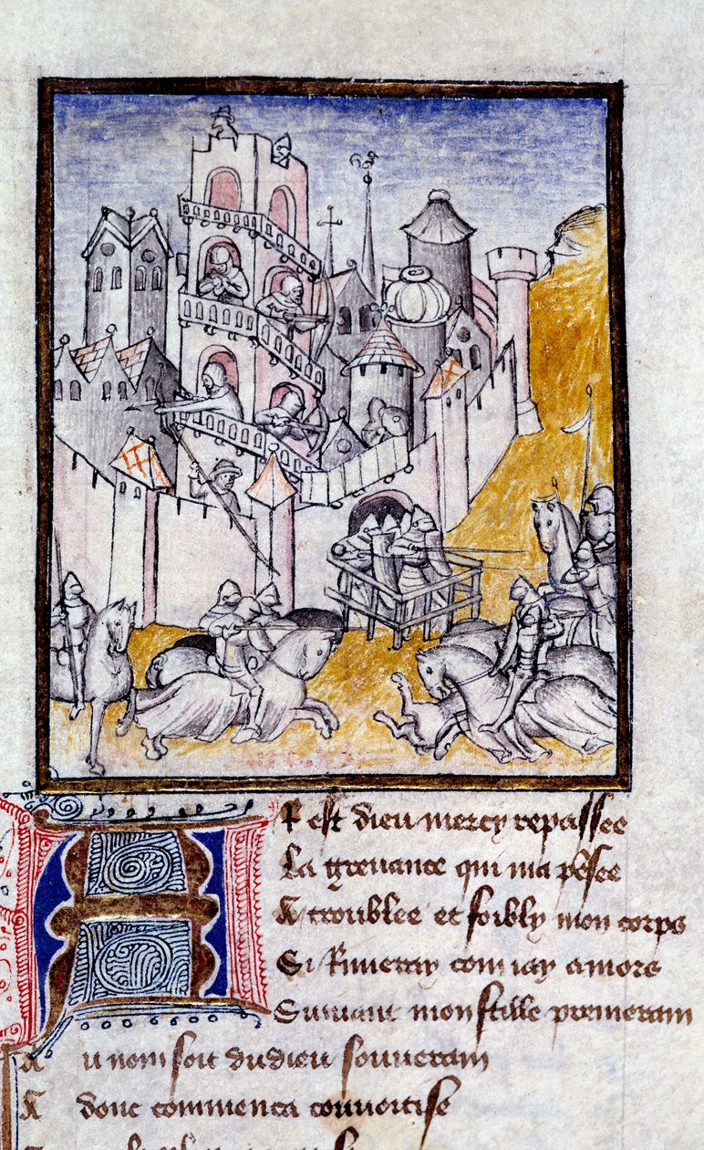 Angreb på et miniatureslot fra "The Way of Long Study and Fortune Mutation" af Christine de Pisan (eller Pizan af French School