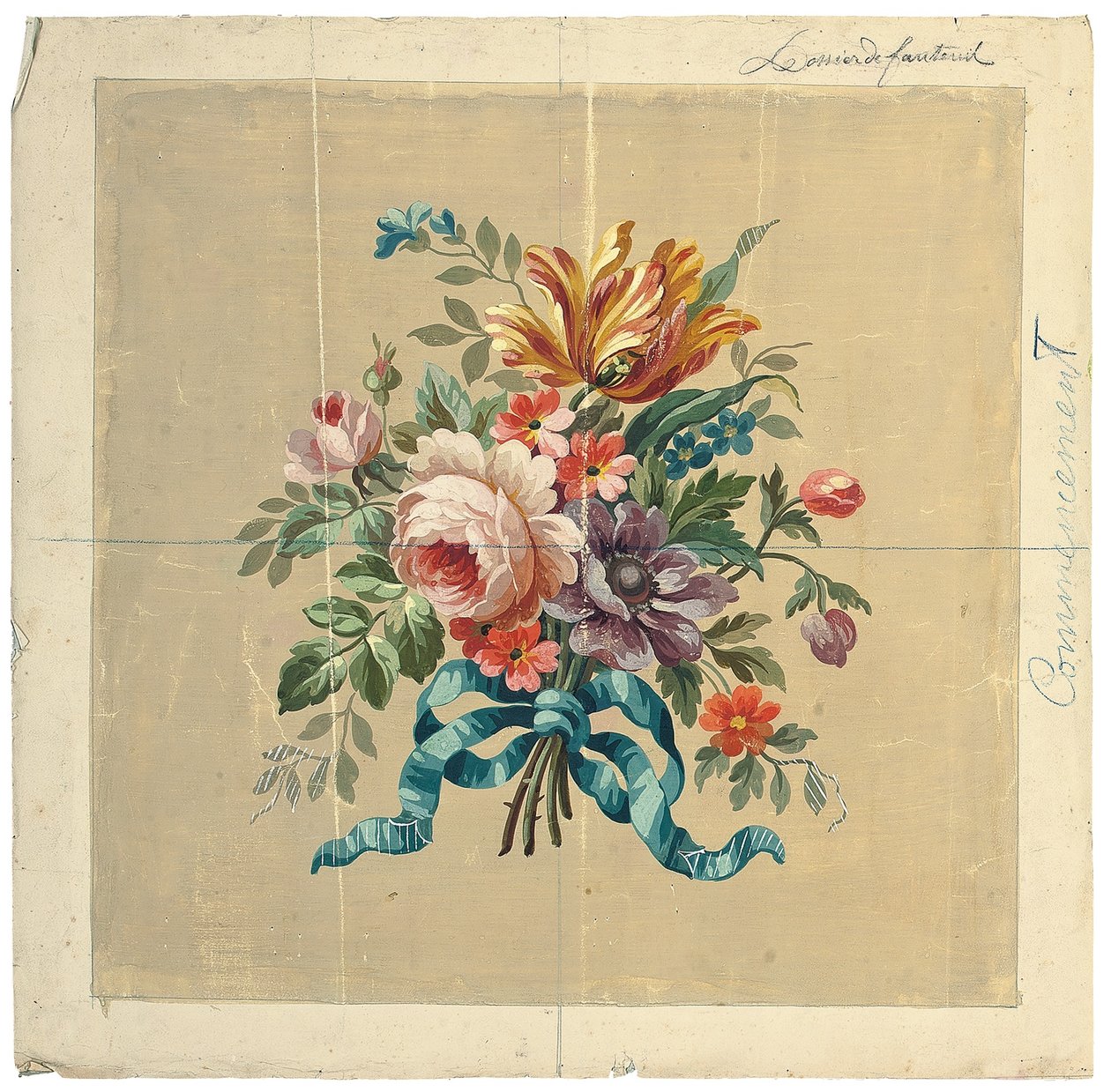 Aubusson design til en stoleryg af French School