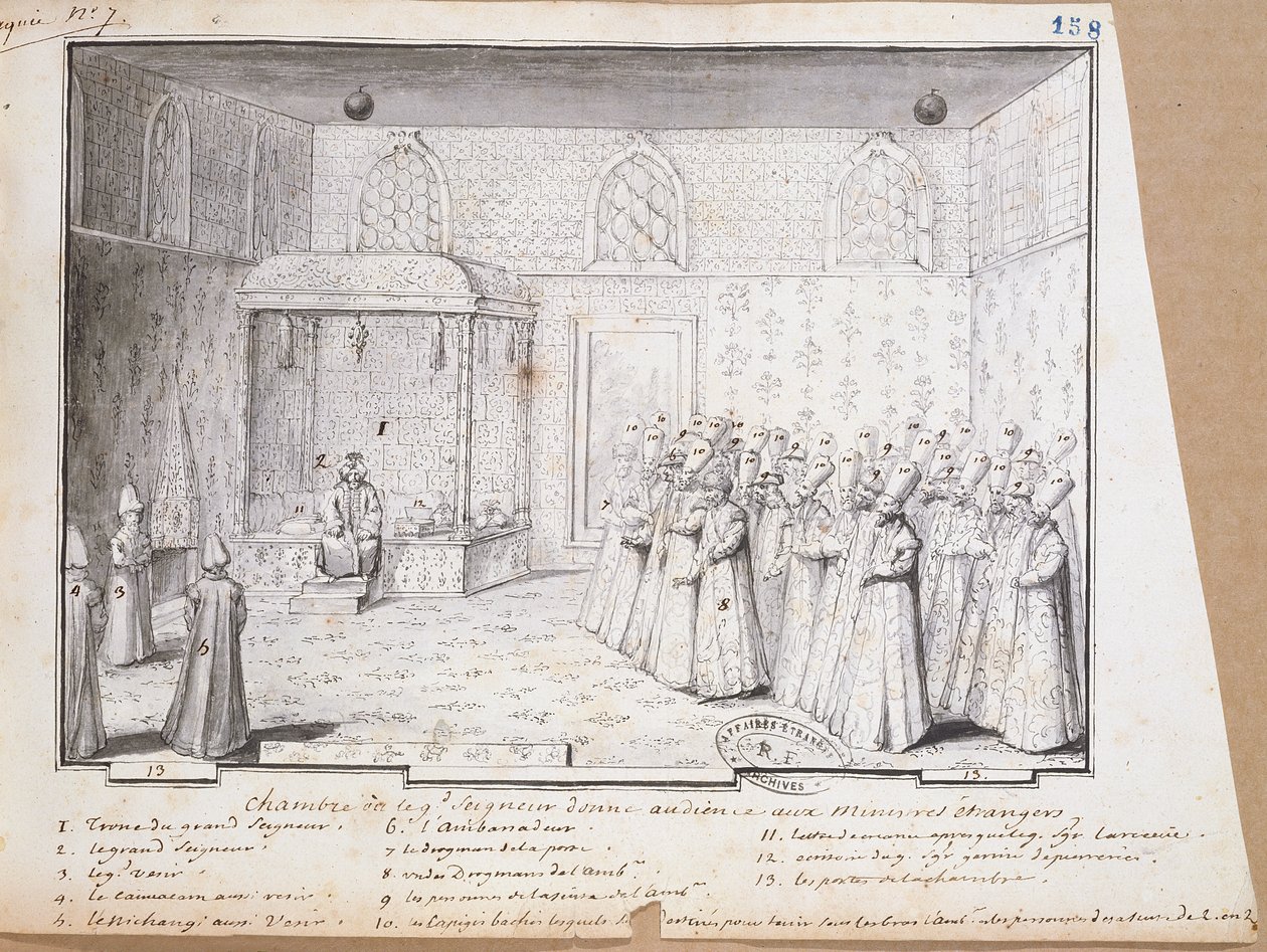 Sultanens publikumskammer i Konstantinopel for at modtage ambassadører. 1717 af French School