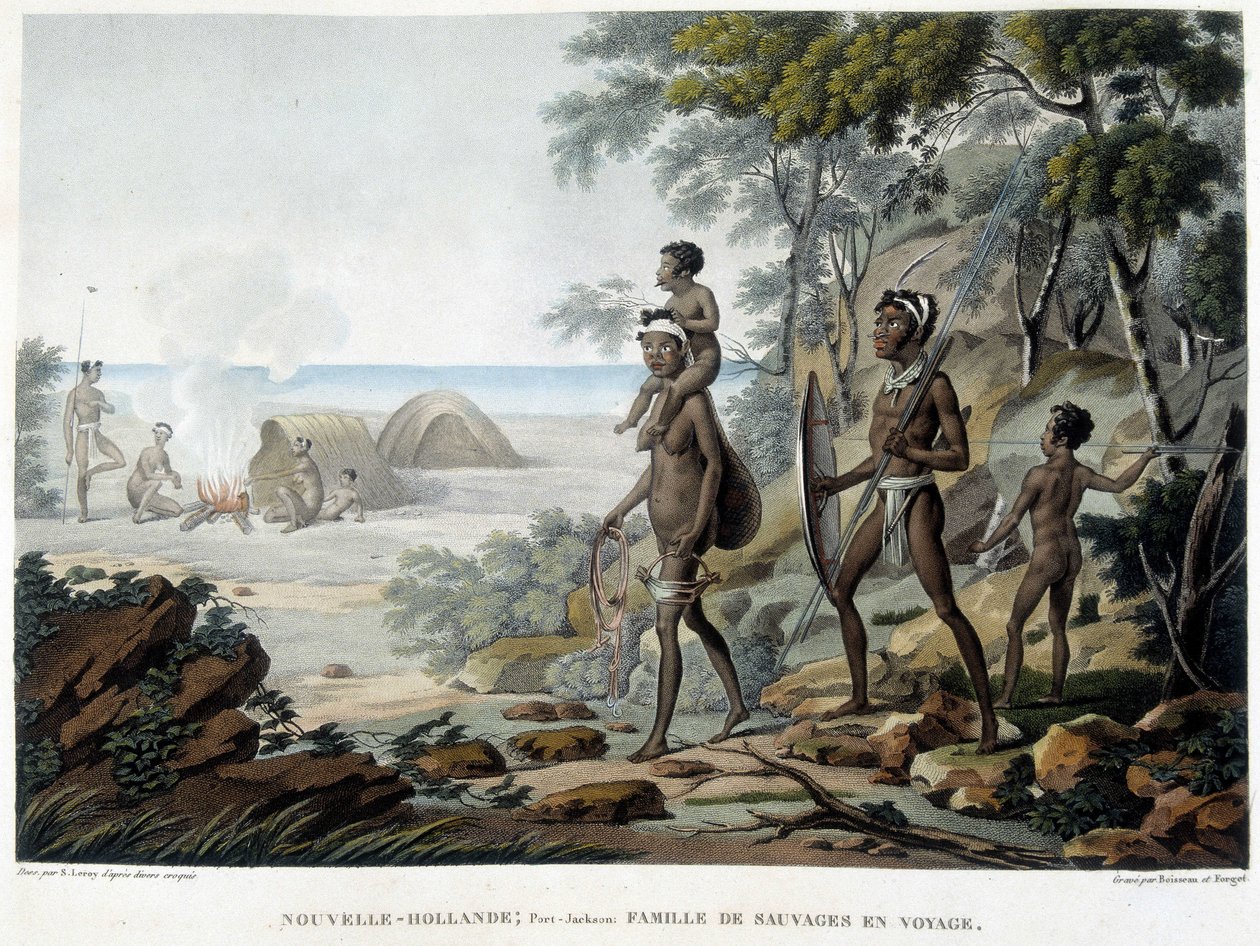 Australsk aboriginal familie på rejse af French School