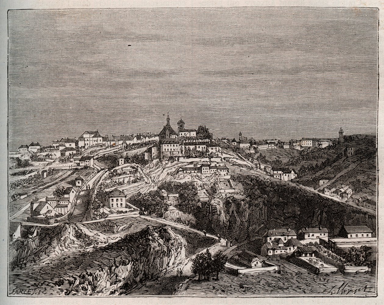 Avallon - Bourgogne-Franche-Comte - indgravering i "La France illustrée: geografi, historie, statistisk administration" af V.A. Malt-Brown. 1884 af French School