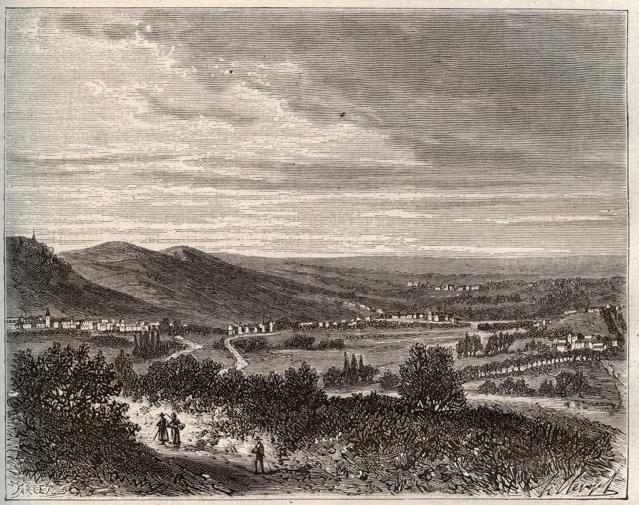 Ay et la montagne de Reims - departement af Marne - indgravering i "La France illustree: geografi, historie, statistisk administration" af V.A. Malt-brun. 1884 af French School