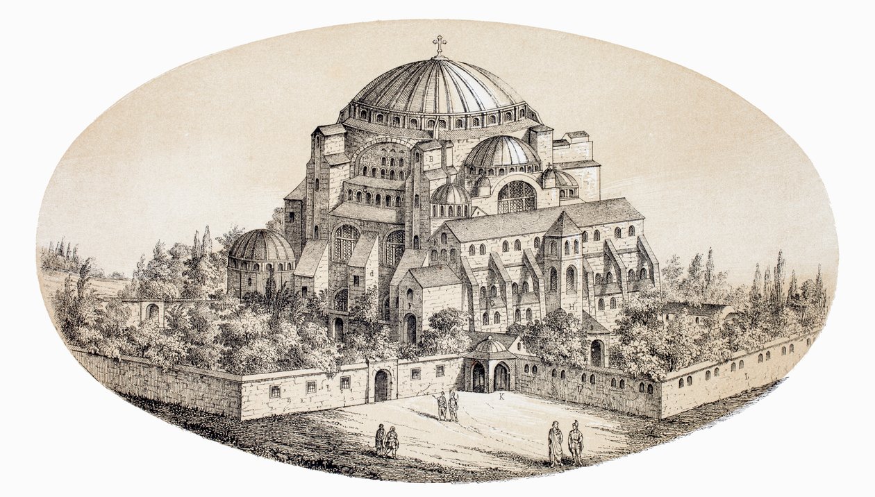 Aya Sofya Camii eller St. Sophia Basilika, Istanbul, Tyrkiet, efter en illustration fra midten af det 19. århundrede, fra L