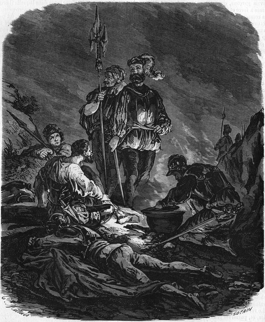 Bad boys, plyndrer under krigene i det 16. århundrede. I "" Histoire Populaire de la France"", sd. ca. 1885. Stik. af French School
