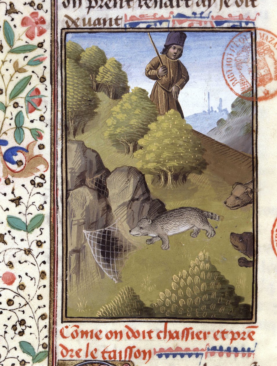 Grævlingjagt - i "" Jagtbog af Gaston Phoebus, greve af Foix, Lord of Béarn"" af French School