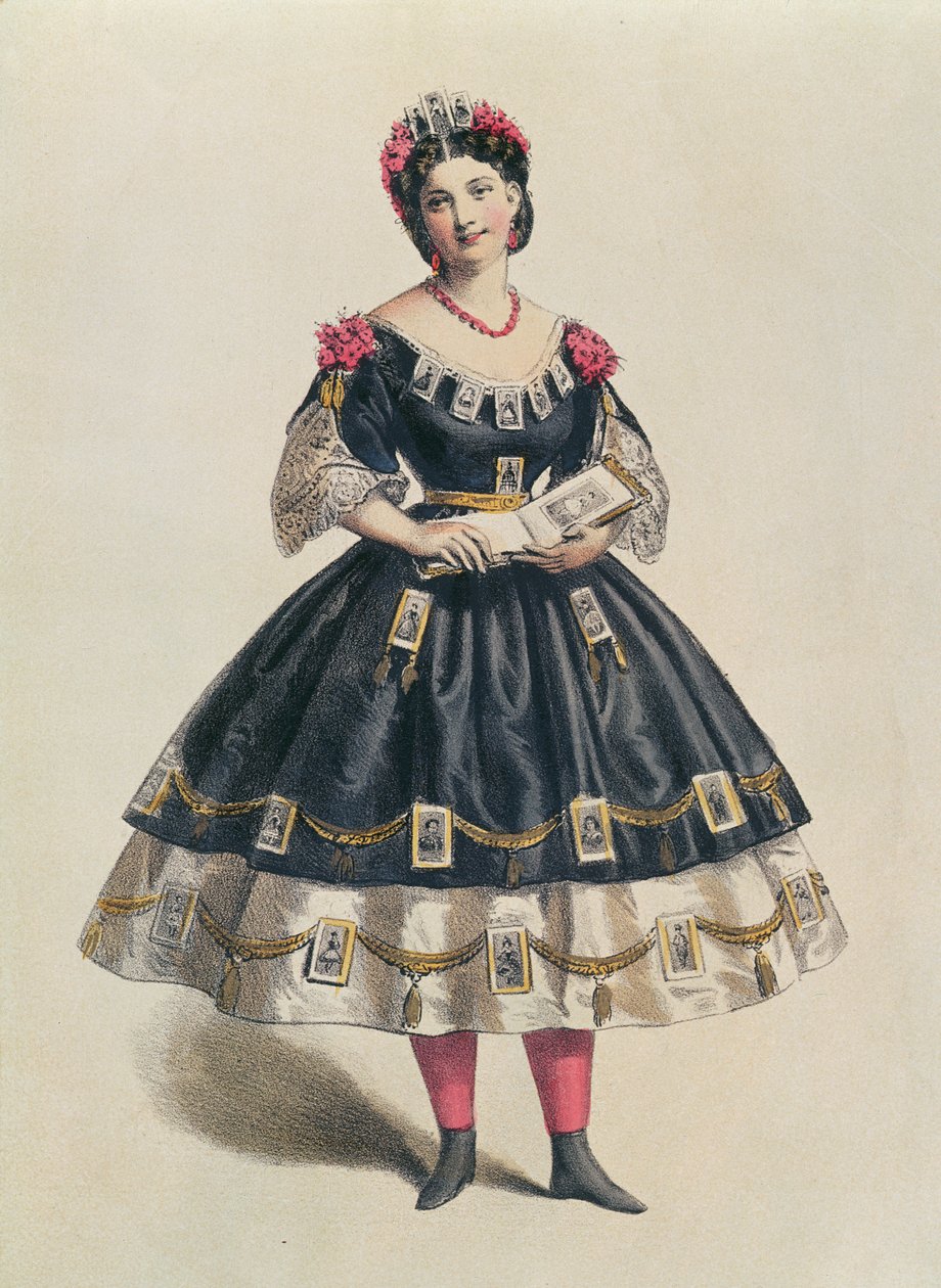 Balkjole dekoreret med fotografiske cartes de visite, ca. 1860 af French School
