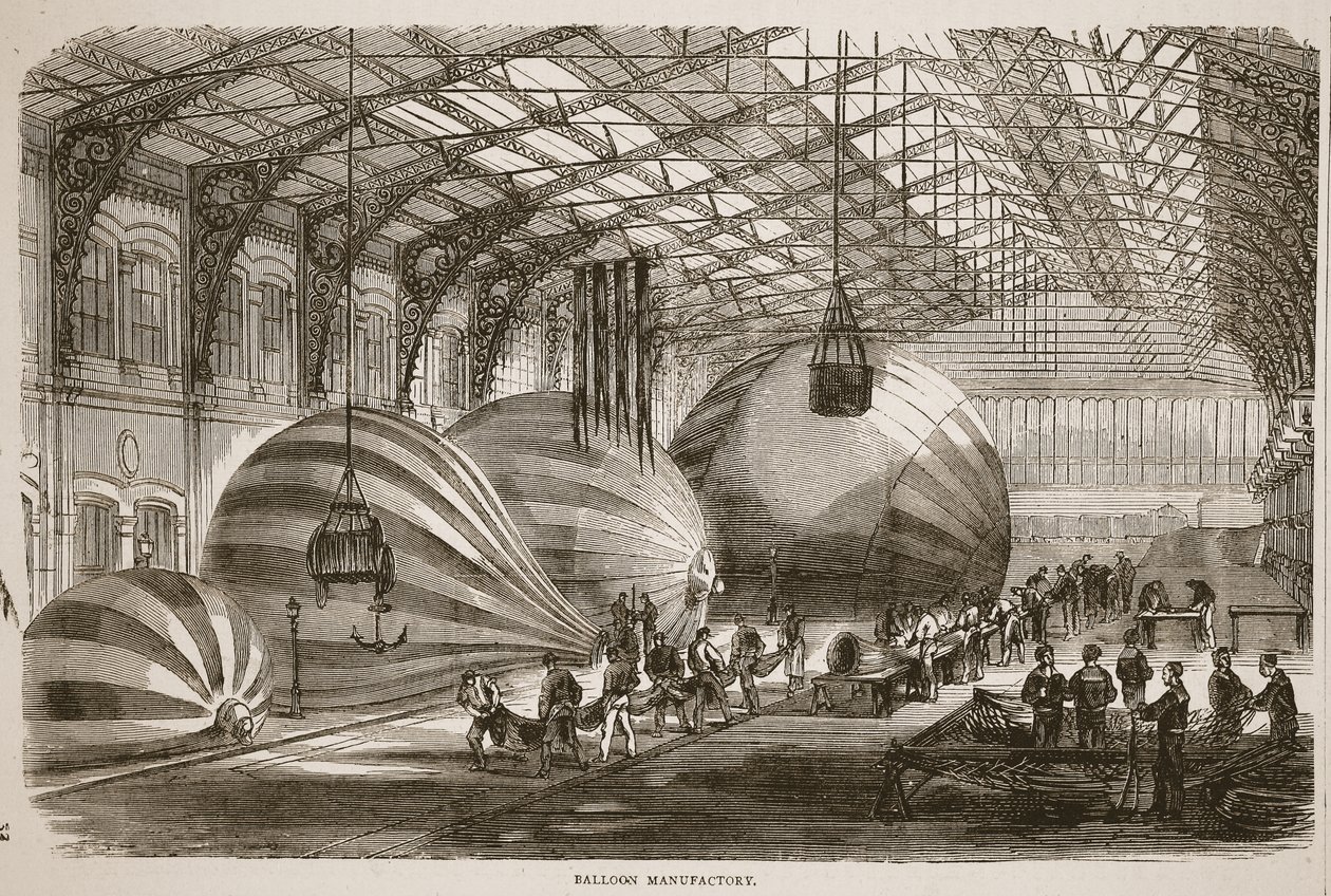 Ballonfabrik, illustration fra Cassells historie om krigen mellem Frankrig og Tyskland, 1870-1871 af French School