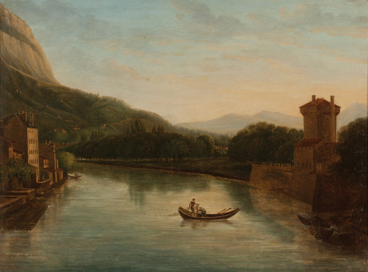 Isères bredder i Grenoble (Olie på lærred) af French School