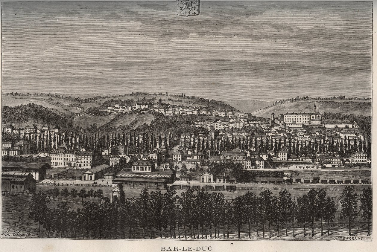 Bar-le-Duc (Bar le Duc) - afdeling af Meuse - indgravering i "La France illustree: geografi, historie, statistisk administration" af V.A. Malt-brun. 1884 af French School