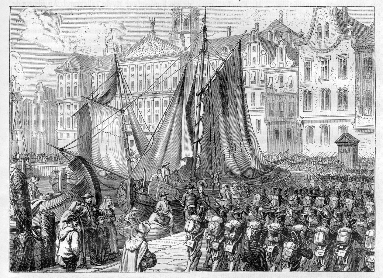 Batavisk revolution - Batavisk revolution (1780-1798) - Den franske general Jean Charles Pichegru (1761-1804) går ind i Amsterdam med sin hær - gik ind i de franske tropper i Amsterdam, 20. januar af French School