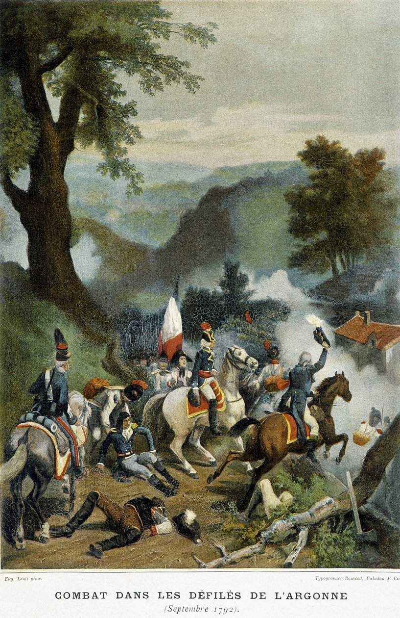 Slag i Argonne besmittede (Ardennerne, Marne og Meuse). Det var under dette felttog (1792), at Dumouriez vandt Valmys sejr. af French School