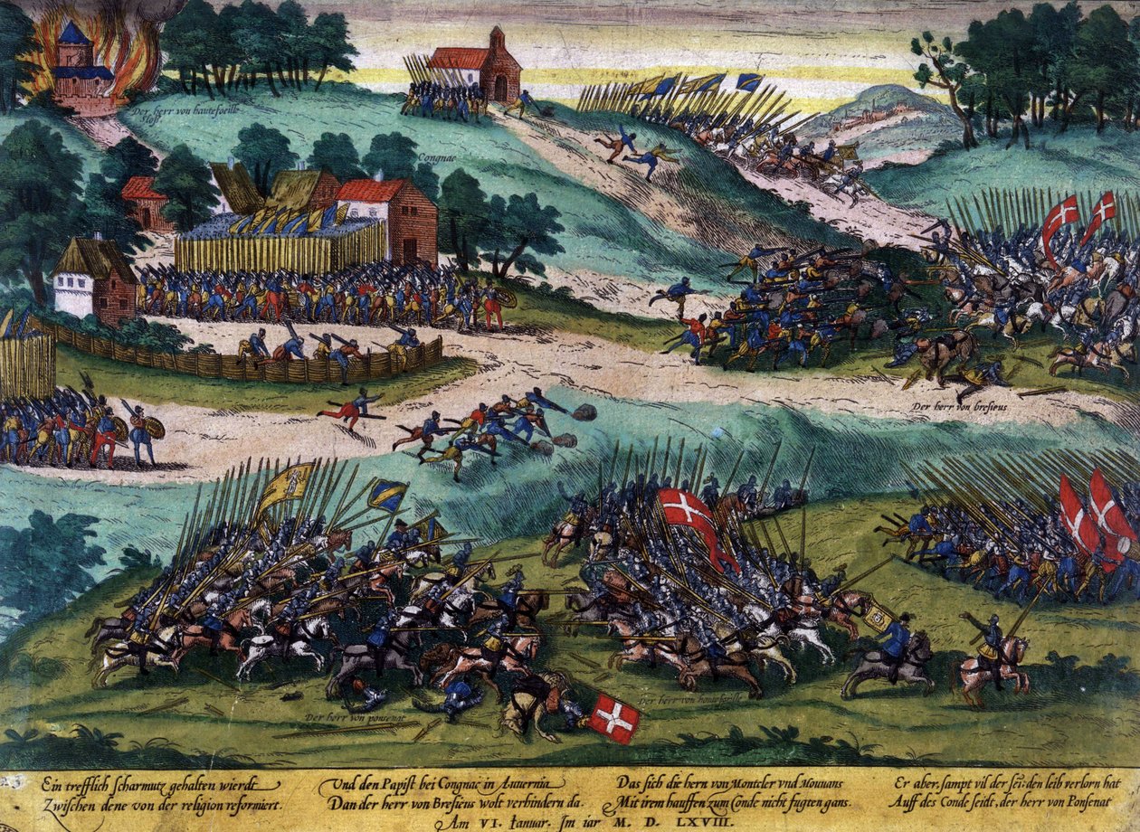Slaget ved Cognac i 1568 (Religionskrig). af French School