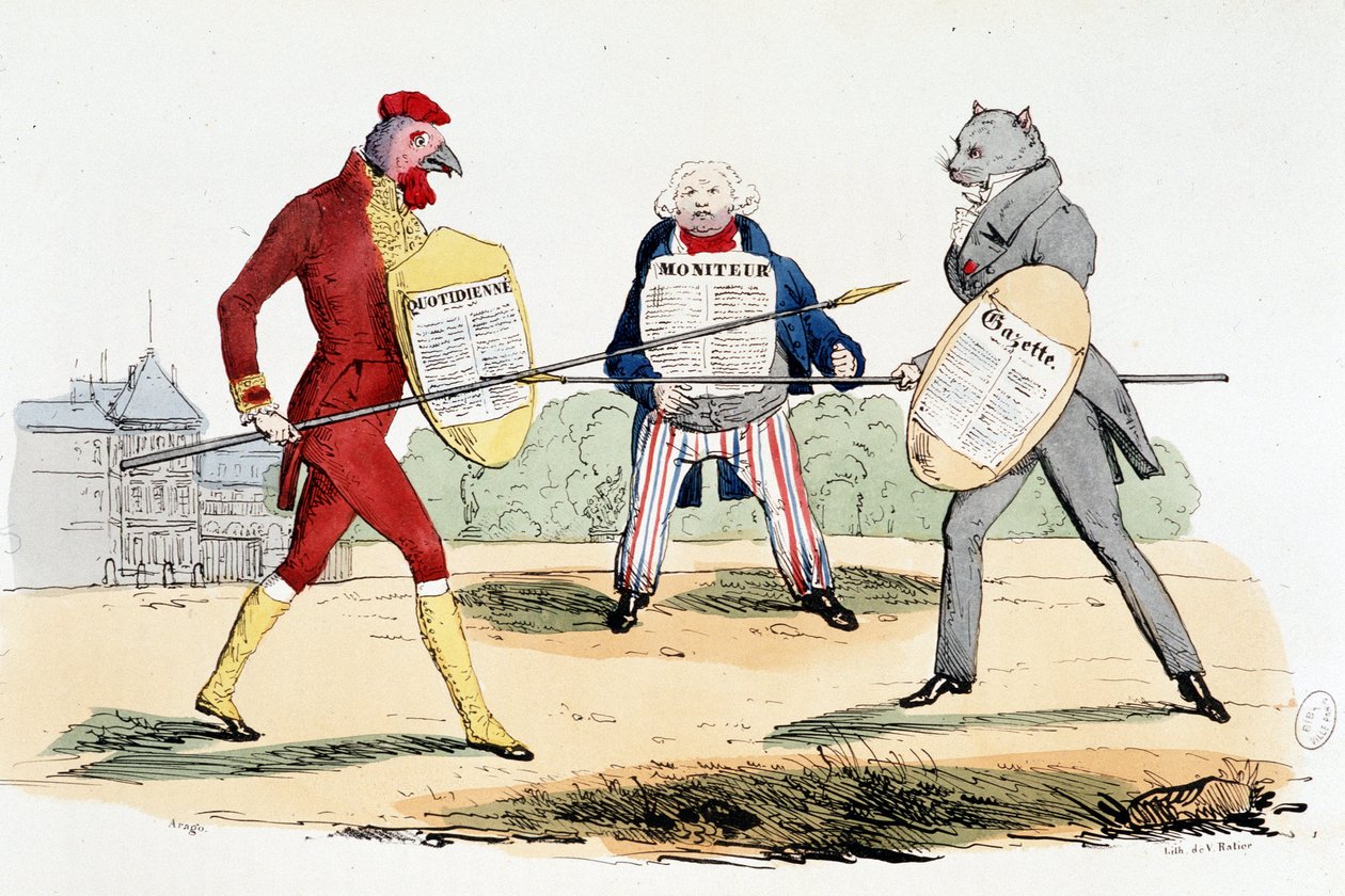 Battle singular (duel mellem aviserne "" La Gazette", "" Le Moniteur" og "" Daily") - i "" La Silhouette""" af French School